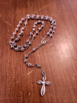 Antiguo Rosario de Plata Filigrana