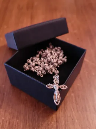 Antiguo Rosario de Plata Filigrana