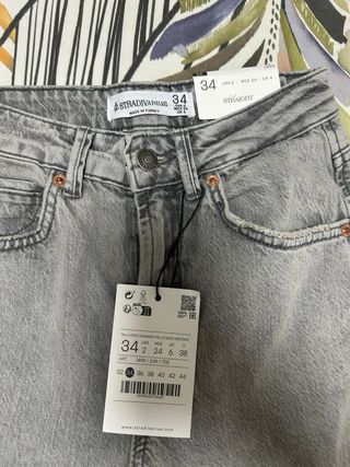 Pantalón Straight Stradivarius Gris Talla 34