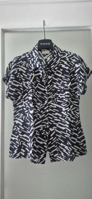 Camicetta in seta fantasia bianco/nero tg. 40