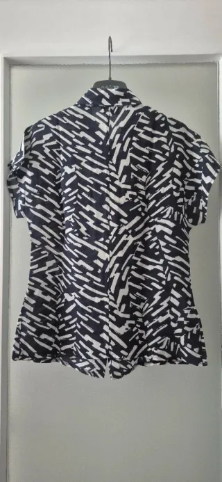 Camicetta in seta fantasia bianco/nero tg. 40