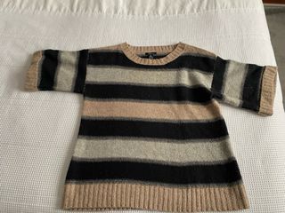 Jersey rayas beige y negro manga corta