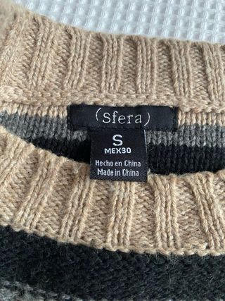 Jersey rayas beige y negro manga corta