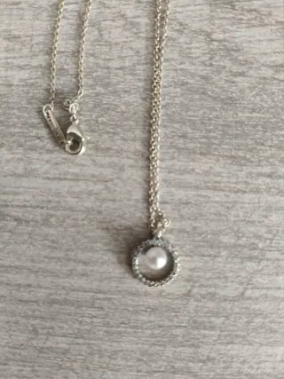 Collar Pandora Plata Perla Blanca