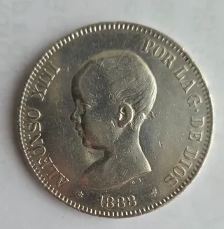 Moneda 5 Pesetas Plata Alfonso XIII 1888