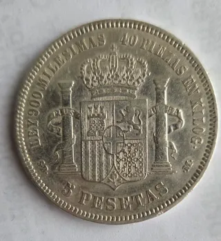 Moneda 5 Pesetas Plata Alfonso XIII 1888