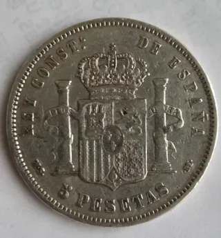 Moneda 5 Pesetas Plata Alfonso XIII 1888