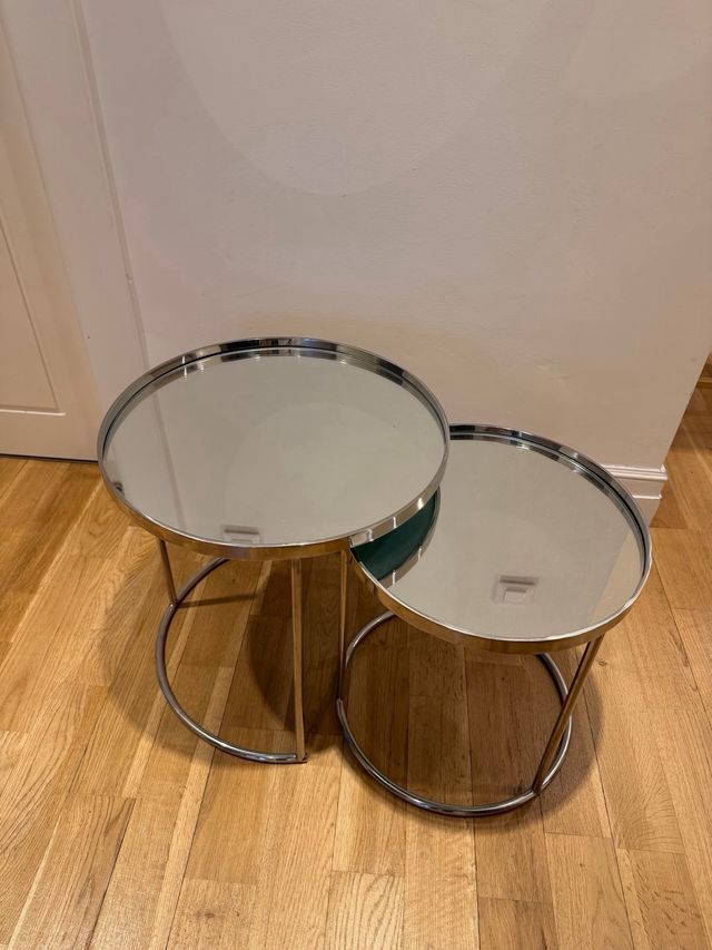 Conjunto mesas auxiliares metálica  con espejo