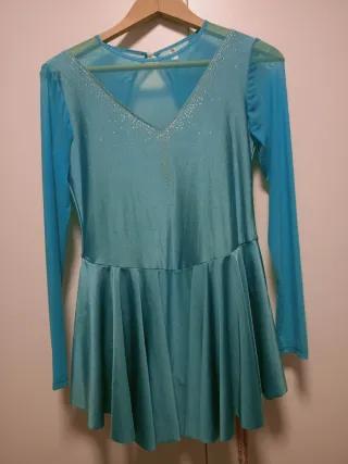 Maillot patinaje artístico turquesa Talla 13-14