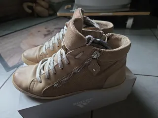 Scarpe sportive pelle beige/oro