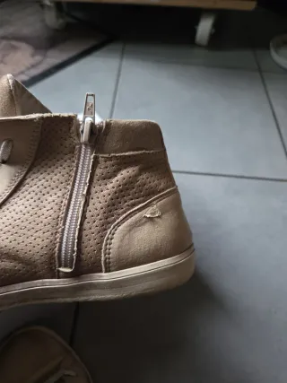 Scarpe sportive pelle beige/oro