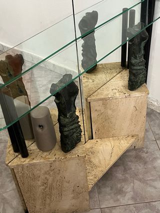 Mueble recibidor cristal y piedra