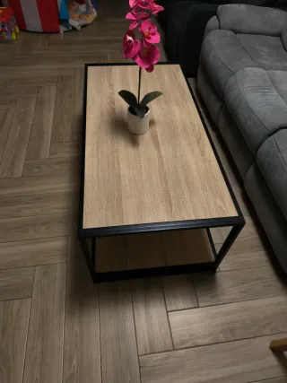 Mesa Centro 2 Estantes Madera y Metal