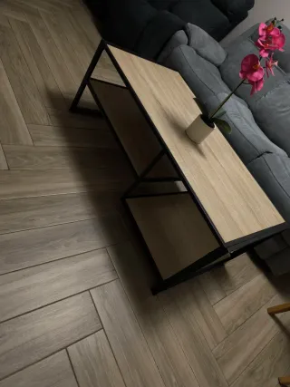 Mesa Centro 2 Estantes Madera y Metal