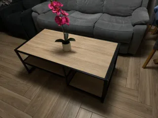 Mesa Centro 2 Estantes Madera y Metal