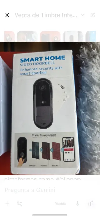 Timbre Inteligente WiFi Cámara HD Visión Nocturna