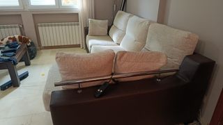 Sofá Chaiselongue Eléctrico Beige/Marrón