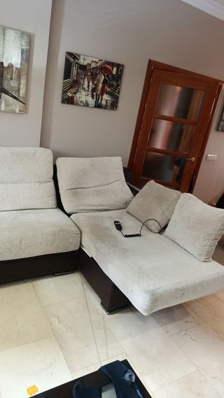 Sofá Chaiselongue Eléctrico Beige/Marrón