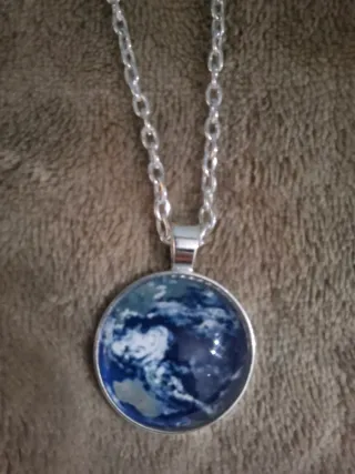 Collana galassia sistema solare blu argento