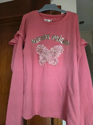 Camiseta/Sudadera rosa con mariposa