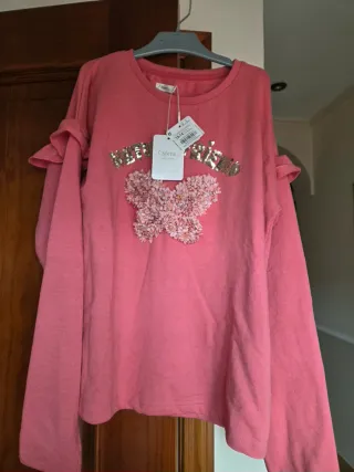 Camiseta/Sudadera rosa con mariposa