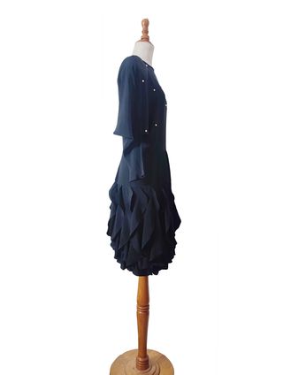 Betsy & Adam/ Vestido raso negro ceremonia M