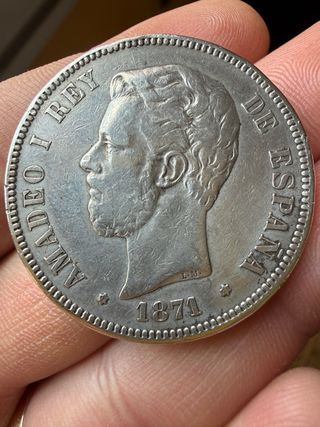 Moneda Plata Amadeo I Rey de España 1871