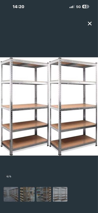 Estantería Metálica y Madera Peso maximo 185 kg