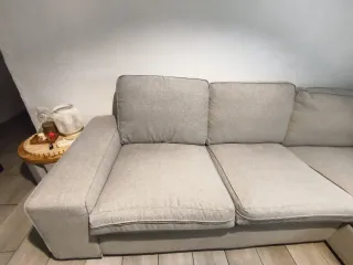 Sofá chaiselongue tela gris ikea kivik