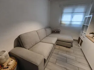 Sofá chaiselongue tela gris ikea kivik