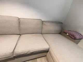 Sofá chaiselongue tela gris ikea kivik