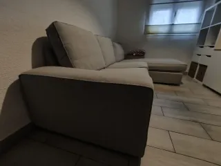 Sofá chaiselongue tela gris ikea kivik