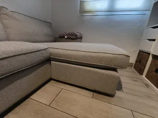 Sofá chaiselongue tela gris ikea kivik
