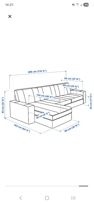 Sofá chaiselongue tela gris ikea kivik