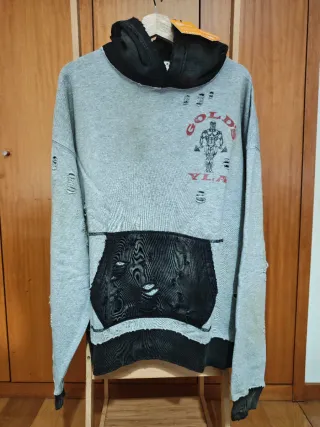 Hoodie YoungLA Rasgado Cinza e Preto