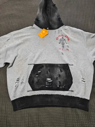 Hoodie YoungLA Rasgado Cinza e Preto