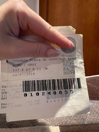 Colchón Fibra Coco y Visco 140x70. Muy poco uso.