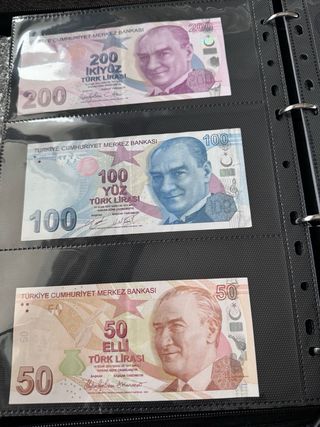 Serie Billetes Turquia 5, 10, 20, 50, 100, 200 lir