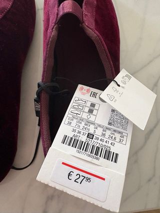 Bailarinas terciopelo Zara T.38 nuevas