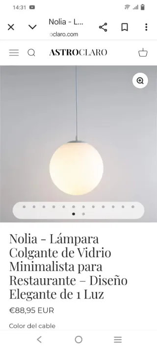 Lámpara colgante Nolia ASTROCLARO vidrio