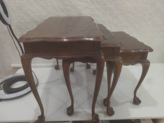 Juego mesas nido estilo Reina Ana caoba