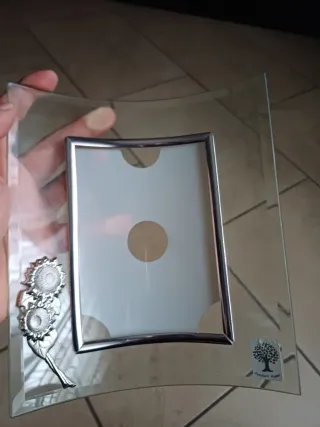 Cornice portafoto in vetro con decorazioni