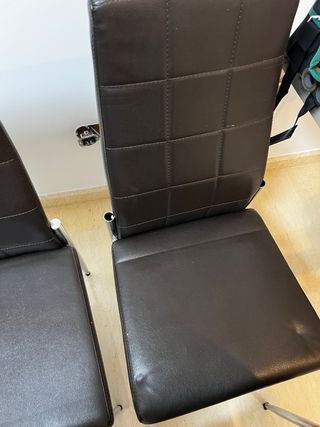 Juego de 4 Sillas Comedor Piel Sintética Marrón