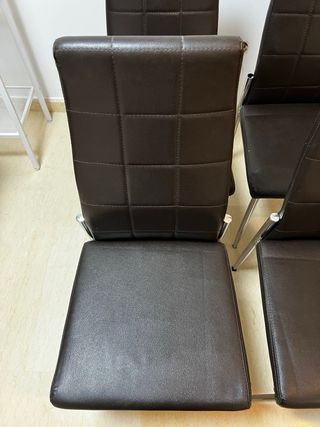 Juego de 4 Sillas Comedor Piel Sintética Marrón