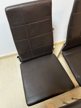 Juego de 4 Sillas Comedor Piel Sintética Marrón