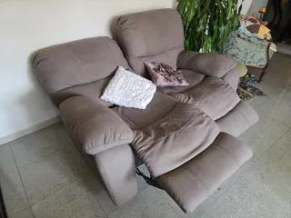 Divano Recliner 2 posti Nabuk Grigio Tortora