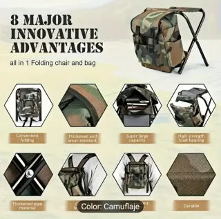 Mochila Silla Plegable Camuflaje Sin Estrenar