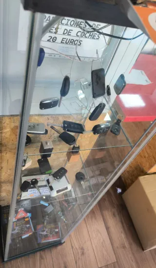 Vitrina expositora con ruedas e iluminación