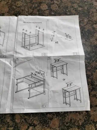 Mesa escritorio blanca plegable con ruedas