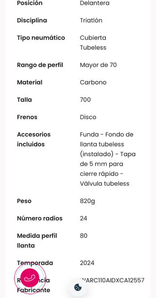 Rueda DT Swiss Arc 1100 80mm Delantera